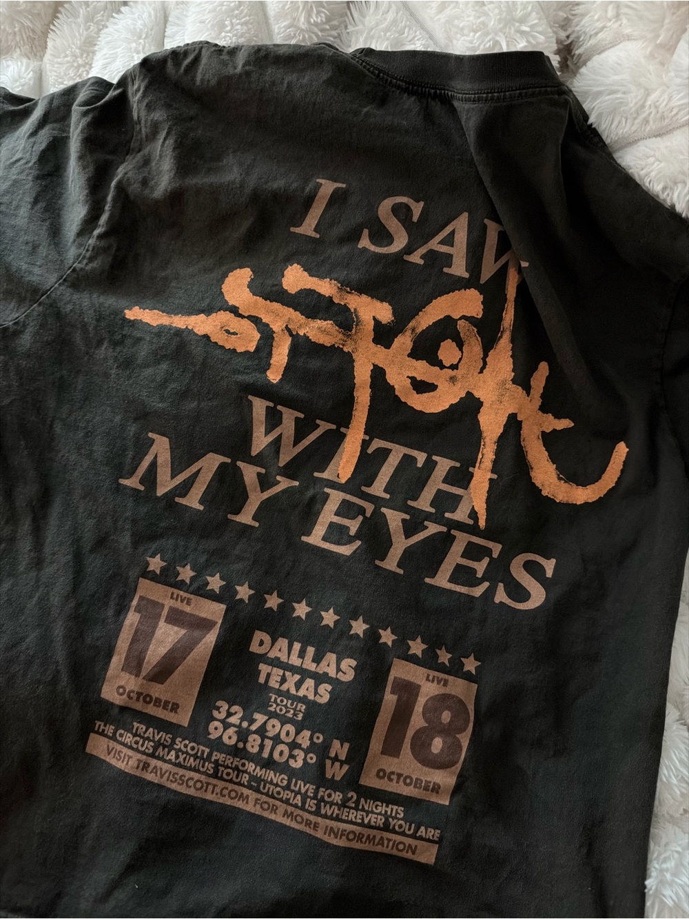 Travis Scott Black Short Sleeve Tee with Brown/Tan Tour Graphic
